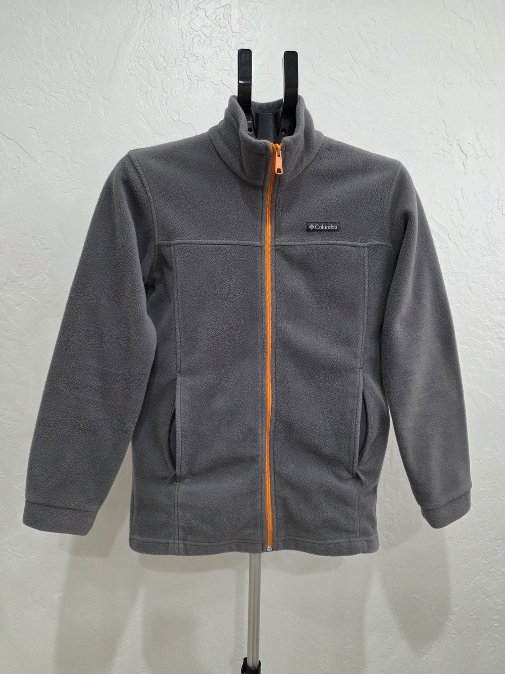 Columbia Kids' Gray Fleece Jacket with Orange Zipper